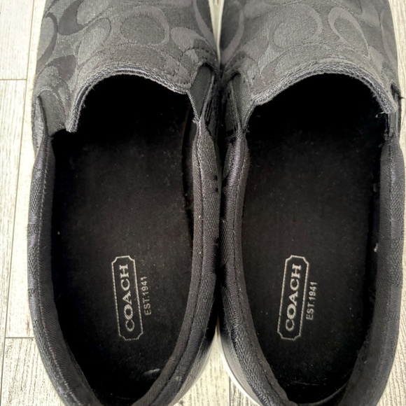 COACH Alegra Womens Size 8.5 Monogram Logo Black White Slip On Shoes Sneakers - Picture 7 of 13